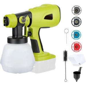 Pulvérisateur de peinture sans fil pour Ryobi 18 V, pistolet électrique HVLP avec 4 buses, réservoir de 1000 ml pour meubles de maison, clôtures, terrasses, murs et plafonds (sans batterie) (divinge, neuf)