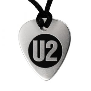 Collier médiator de guitare en argent sterling 925-U2 - Pendentif médiator guitare - Texte personnalisé gratuit sur votre dos (en option) -Accessoires pour guitares. (PÚASdePLATA., neuf)