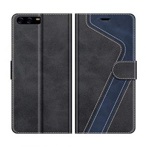 MOBESV Coque pour Huawei P10, Housse en Cuir Magn&eacute;tique Fonction Stand &Eacute;tui pour Huawei P10, &Eacute;l&eacute;gant Noir (NineFox, neuf)