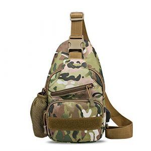 FANDARE Sac de Poitrine Sac d'Epaule Tactique Militaire Molle Sacoche Homme avec USB Sac Bandouli&egrave;re Imperm&eacute;able Sling Bag pour Cyclisme,Aventure,Camping,&Eacute;quitation,Chasse,Randonn&eacute;e,Voyage Vert Camo (BEWMER S.R.L., neuf)