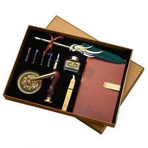 JasCherry Stylo Dip à Plume Set, Plume Calligraphie et Encre avec Sceau de Cire, Encre et Carnet, Coffret Cadeau pour Signatures, Calligraphie, Dessin, Ecriture, Décoration (WinWinShopEUDirect, neuf)