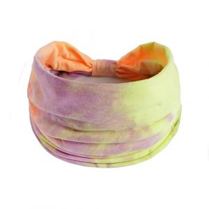 Bandeau de cheveux tie dye arc-en-ciel, extension de cheveux, bandeau de yoga, bandeau de sport, élastique absorbant la transpiration, bandeau anti-transpiration, jaune fluo (ZhuZhouYuZiNanShangMao, neuf)