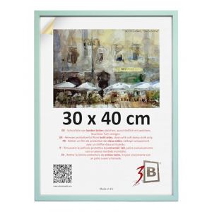 3-B Cadre photo LUND - Vert menthe - 30 x 40 cm - Cadre en bois, cadre photo, cadre portrait avec verre acrylique (Waldorff GmbH, neuf)
