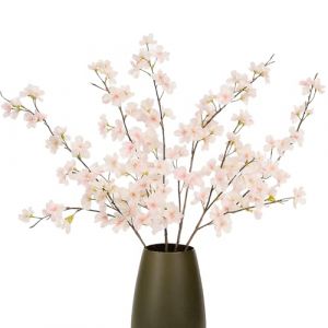 Prmape 4 Branches Fleurs de Cerisier Artificielles, Fausse Fleur De Sakura 107 cm, Fleurs Artificielles R&eacute;aliste, Rose Fleurs en Soie pour D&eacute;coration Maison, Mariage, Vase, Printemps (viwen, neuf)