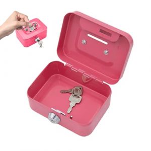 Petite Caisse Forte, Petite caisse &agrave; Monnaie, 11,5 x 8,5 x 5,8 cm, Caisse en Acier Tirelire avec Fente pour Pieces, Coffre fort, &Eacute;l&eacute;gante caisse &agrave; monnaie, Caisse avec Serrure &agrave; Cl&eacute; (Rose) (Aarcyye-Store, neuf)