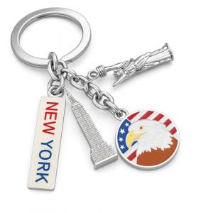 Porte-Cl&eacute;s New York City &ndash; Porte-Cl&eacute; Drapeau Am&eacute;ricain Breloque de Sac pour Femme avec Empire State Building,et D&eacute;tails du Drapeau USA, Cadeaux Porte-Cl&eacute;f Sympas pour Amateurs de New York. (JTYX, neuf)