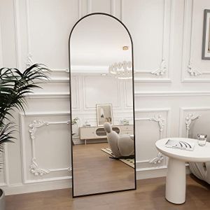 Koonmi Miroir complet arqué, 45 x 147 cm, grand miroir sur pied bombé, pleine longueur, monté au mur, incliné, miroir de sol pour le salon, noir. (KoonmiEU, neuf)