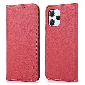 binandteam Coque pour Xiaomi Redmi 12 4G / 5G,Housse en Cuir PU Portefeuille, Etui de Protection à Rabat Magnétique,Pochette Fermeture Anti-Choc Protection - Rouge (Yiranfuns, neuf)