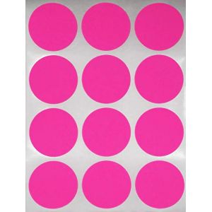 Royal Green Gommettes Étiquettes Autocollantes Rondes - Rose Fluorescent - Environ 4cm (38mm) - 15 Feuilles - Paquet de 180 (RoyalGreenMarketEU, neuf)
