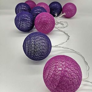 Guirlande Lumineuse Boule Coton, DOTBUY Decoration Noël, LED Guirlande Lumineuse à Piles, Enfant, Chambre Mariage Halloween Décorations Romantique (Violet foncé,1.8M/10LED) (DOTDOT SHOP, neuf)