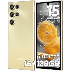 OUKITEL C61 Smartphone Pas Cher Android 15-16(4+12) Go +128Go(TF 1TB) Telephone Portable Pas Cher, 6.88" HD+ Écran, Batterie 5150mAh, 13MP+5MP Téléphone Débloqué, 4G Dual SIM/Fingerprint/Face ID/GPS (OUKITEL Super Store, neuf)