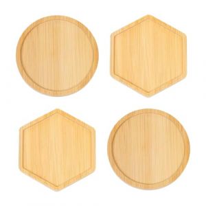 OUDQFCJ Lot de 4 Sous-Verres en Bambou, Plateaux Vides pour Bricolage, Dessous de Plantes, Tasses, Bougies, D&eacute;coration de Salon, Pri&egrave;res Spa, Accessoires DIY Mosa&iuml;que (Mapico, neuf)