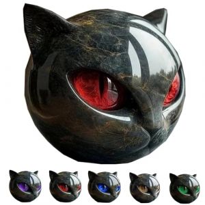 Sculpture en pierre de chat noir, sculpture noire de t&ecirc;te de chat, sculpture en pierre de chat noir de luxe, statue de chat mignon gu&eacute;rissant le stress de la pierre, pour la maison, le bureau (Sunshushop, neuf)