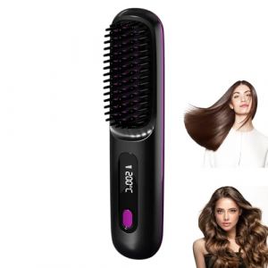 LYPPUL Brosse Lissante Sans Fil, 160℃-200℃ Brosse Lissante pour Cheveux Sans Fil Avec &eacute;cran LED 3 Temp&eacute;rature, Mini Lisseur Sans Fil Rechargeable, Fer &agrave; Lisser &agrave; ions n&eacute;gatifs pour Voyage（Noir） (DongGuanShi LeYu ShangMao YouXianGongSi, neuf)
