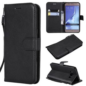 SATURCASE Coque pour Samsung Galaxy J5 2016, Classique PU Cuir Magn&eacute;tique Flip Portefeuille Support Porte-carte Protecteur Housse &Eacute;tui avec Dragonne pour Samsung Galaxy J5 2016 (XD-Noir) (SATURCASE-EU, neuf)