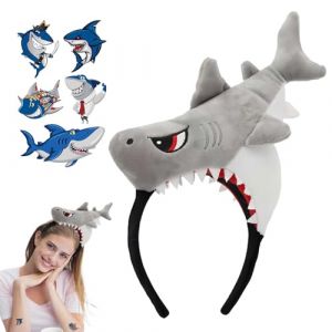 LDBKLGHJ Lot de bandeaux de requin pour costume de requin bandeaux de requin en peluch Bandeau Requin - Accessoire Amusant avec Dents Aiguis&eacute;es - Velours Doux - Inclus 1 Tatouage Temporaires (DBGH, neuf)