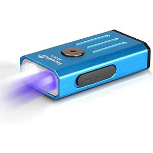 TrustFire Mini-X Lampe de Poche LED Porte-clés, 320LM Mini EDC Light, Petite Torche Portable légère (Blanc + UV (365nm) Double lumière, Corps Bleu Clair) … (TrustfireDirect-EU, neuf)