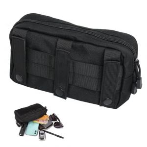 Sac de Transport Tactique Molle Sub Abdominal, Double Usage, avec Crochet et Boucle pour Gilet, en Nylon 500D Robuste, pour Rangement Multifonctionnel, Poche Molle Tactique, 5.1 * 2.4 * 8.0in Noir (fanxiao3, neuf)