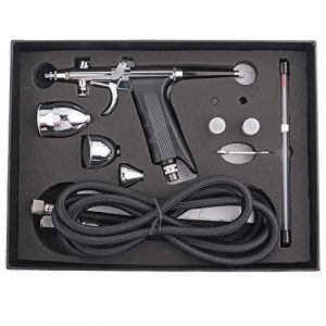 OVAQUIXI Kit Airbrush Kit Airbrush Set, avec 0,3/0,5/0,8 Mm Butes et 3 Tailles Conception Divis&eacute;e pour la Peinture Mod&egrave;le de Voiture en Cuir (Jiaorum, neuf)