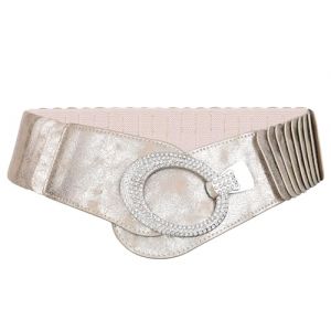 Irisaa Ceinture large pour femme, ceinture &eacute;lastique, ceinture abdominale, ceinture extensible avec fermeture &agrave; crochet, Strass dor&eacute;s, taille unique (irisaa, neuf)