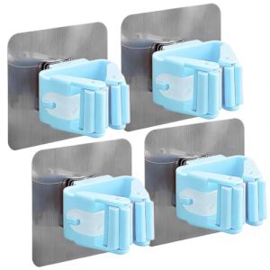 KIRZAX 4 Pi&egrave;ces Porte Balais Mural,Range Balai mural, Sans Percage Porte Balais Mural, Accroche Balai Mural,pour Cuisine, Salle de Bain, Jardin, Garage(Bleu Ciel) (VLAD SHOP ADV, neuf)