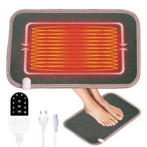 Tapis Chauffant pour Pieds, Afenau 30x50cm Chauffe Pied Electrique avec 10 Niveaux de Chaleur, 3 Minuteries, Tapis Sol Chauffant, Tapis Chauffant &eacute;Lectrique pour Bureau, Salon (Gris fonc&eacute;) (rui ge motve, neuf)
