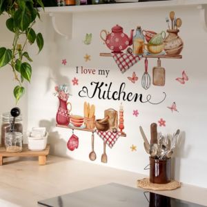 Runtoo Stickers Muraux Cuisine Autocollant Mural Citations Phrase Deco Stickers Cuisine Salle à Manger Porte de Placard Deco Stickers Décoration (Decalplanet-EU, neuf)