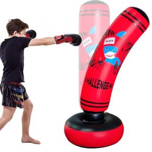Gevvnss Punching Ball Enfants,120cm/47.24" Boxe Enfant Gonflable,Sac de Frappe Cadeau pour Pratiquant Le Karaté,Taekwondo,S pour Enfant (BSDKJ2024, neuf)
