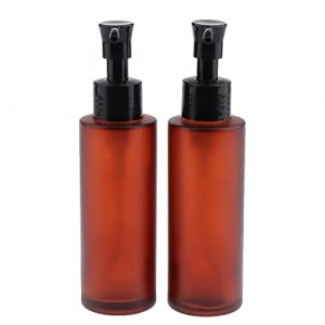 Lot de 2 flacons vides à pompe à lotion ambrée – Non distributeur pour maquillage, parfum et voyage – Flacon en verre marron foncé givré – Hygiénique et polyvalent – 100 ml (o-MSL-o, neuf)