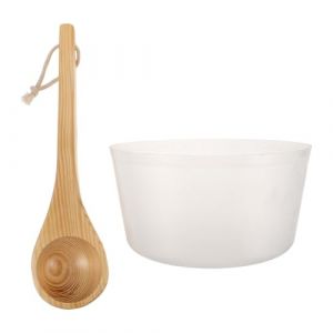 Baluue Doublure en Plastique pour Seau de Sauna en Bois 4 L Louche en Bois, Insert Hygi&eacute;nique R&eacute;utilisable pour Bain de Pieds, Accessoires Spa pour Sauna Humide &agrave; Domicile (Fortune Luck, neuf)