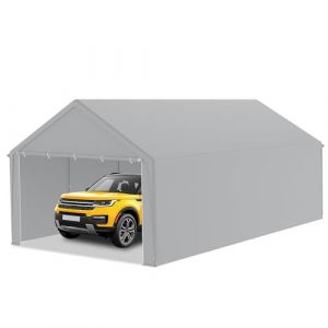 FIVMEN Carport, tente, 4 x 8 m, grande tente de garage, de rangement, avec parois lat&eacute;rales amovibles, r&eacute;sistant &agrave; l'hiver, mobile, pour voiture, SUV, camion, gris (YONYANTAI, neuf)