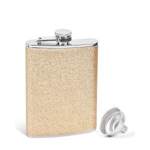 SPDYCESS Flasque à Paillettes Femme 8 Oz, Glitter Flacon Whisky en Acier Inoxydable avec Entonnoir, Bouteille à Liqueur Cadeau pour Escalade Pêche Camping - Gold (Spdycess, neuf)
