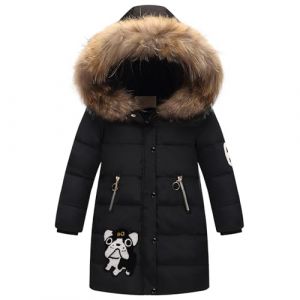 Tilozs Enfant Fille Manteau d'Hiver Chaud mi Long Doudoune Epais Veste à Capuche Fourrure Matelassé Parka Coupe Vent, Noir, 13-14 ans(Taille du fabricant：160) (Zyolla, neuf)