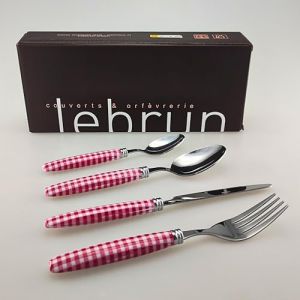 Lebrun Couverts - Ménagère VICHY 24 pcs - Service de table pour 6 personnes - Couverts inox 18.0 – manche couleur – 6 couteaux – 6 fourchettes – 6 cuillères de table – 6 cuillères à café (Lebrun, neuf)