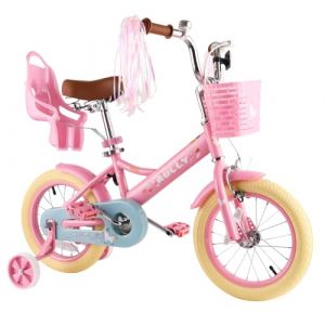 RULLY Vélo Enfant 12 Pouces pour Filles de 2 à 4 Ans, avec roulettes Stabilisatrices, Frein Avant, Panier, Rubans Décoratifs – Couleur Rose (Rully Bike, neuf)
