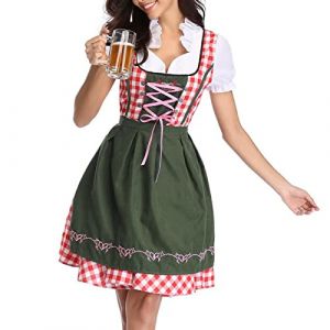 G&eacute;n&eacute;rique Femme Robe Dirndl de Bavi&egrave;re Oktoberfest Robe Traditionnelle pour la F&ecirc;te de la Bi&egrave;re Costume de Bi&egrave;re Manches Courtes Robe Chemisier Tablier Bavi&egrave;re V&ecirc;tements (NiceYear, neuf)