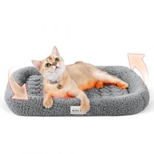 MORA PETS Coussin chauffant auto-chauffant pour chat - Coussin thermique pour petit chaton - Lit pour chiot et chien - 49 x 43 x 7 cm - Gris (EchoHuang, neuf)