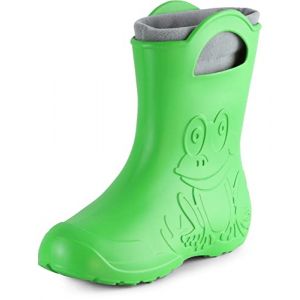 Ladeheid Bottes de pluie femme l&eacute;g&egrave;res imperm&eacute;ables en mousse EVA avec doublure chaude motif grenouille semelle antid&eacute;rapante poign&eacute;es faciles &agrave; enfiler LA-CA-12 (Vert, 36/37 EU) (Hisert, neuf)