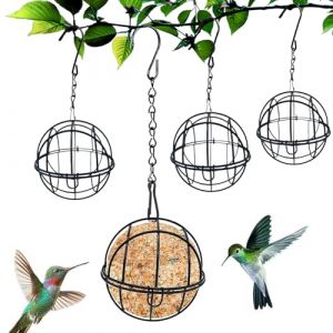 Mangeoires &Agrave; Oiseaux Lot De 4 | Mangeoires &Agrave; Boules De Graisse Suspendues en M&eacute;tal pour Oiseaux Sauvages | Mangeoire &Agrave; Billes avec Cha&icirc;ne | pour Fen&ecirc;tre De Pelouse, Balcon, Terrasse, Jardin, Patio (zhanlanwei, neuf)