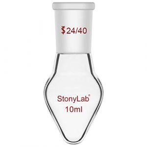 stonylab Flacon de Récupération, Flacon Évaporateur Rotatif en Verre Borosilicate à Paroi Épaisse col Unique avec Joint Extérieur Conique Standard 24/40, Flacon Laboratoire en Forme de Poire, 10 ml (J&D Tech FR, neuf)