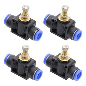 Lot de 4 valves de contrôle de flux d'air, limiteur de débit d'air, connecteur de valve de contrôle du débit d'air, contrôleur de débit d'air, régulateur de débit d'air pneumatique (6 mm) (Lead First, neuf)