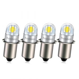 Ruiandsion 4PCS Ampoule LED P13.5S 6V Non-polarité 3030 2SMD Puce 6000K Blanc 200LM Remplacement d'ampoule LED pour projecteurs torches de poche lanternes de poche (Ruiandsion, neuf)