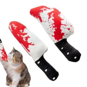 Couteaux Cat Chew Catnip Toy - 2pcs Couteau En Forme De Chat En Forme D'horreur Horreur Chew Peluche,Interactive Peluche R&eacute;sistante Catnip Catnip,Nettoyage Des Dents Chaton, Christmas D'Halloween (susksm, neuf)