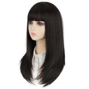 Perruque pour femme - Cheveux longs et raides - Marron et noir - Perruque complète tendance superposée - Cheveux longs ondulés - Cheveux humains (zhenzhenk, neuf)