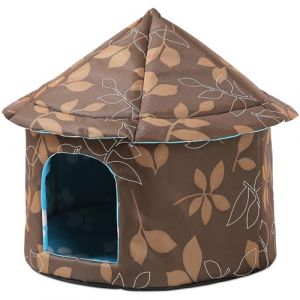 ALLSOPETS Niche pour Chat Imperm&eacute;able, Abri Chaud Pliable pour Chats d'ext&eacute;rieur/d'int&eacute;rieur avec Tapis Doux Amovible, Niche R&eacute;sistante aux Intemp&eacute;ries pour Chiens Chats (Marron Automnal, L) (ALLSOPETS-FR, neuf)