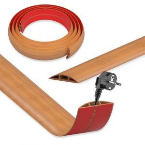 DIKARIYA Goulotte autocollante aspect bois - 6 cm x 1 m - Petite goulotte de câble flexible - Facile à couper - Montage pour câble d'alimentation à la maison, au bureau (DIKARIYA EU, neuf)