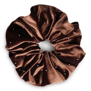 Chouchou chouchou en velours avec strass, grand chouchou &eacute;pais, doux et confortable, support pour queue de cheval, chouchou d'hiver, pour femme, cheveux longs et &eacute;pais (marron) (OYEYE EU, neuf)