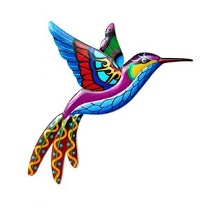 YEJAHY Décoration murale Colibri en métal – Décoration murale en fer forgé – Décoration murale à suspendre – Intérieur ou extérieur, jardin, cour, maison, terrasse, clôture – 1 pièce, bleu (DAWRZVSN, neuf)