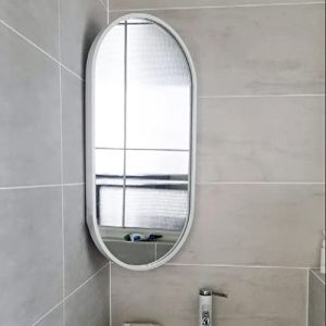 Miroir Mural D'angle Pivotant, Miroir De Salle De Bain Ovale,30X50cm,35X60cm,40X80cm,40X90cm Miroir D&eacute;coratif Avec Cadre, Miroir De Maquillage, Cadre En Aluminium, HD, Antid&eacute;flagrant, Noir, Or, Blanc( (CAIZHEN HOME, neuf)