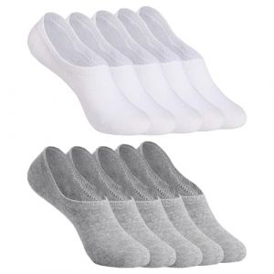 YOUCHAN 10 Paires Chaussettes Invisible Hommes Femmes Basses et Courtes en Coton Socquettes pour Mocassins Souliers Loafers Blanc Gris 35-38 (KELATUO, neuf)